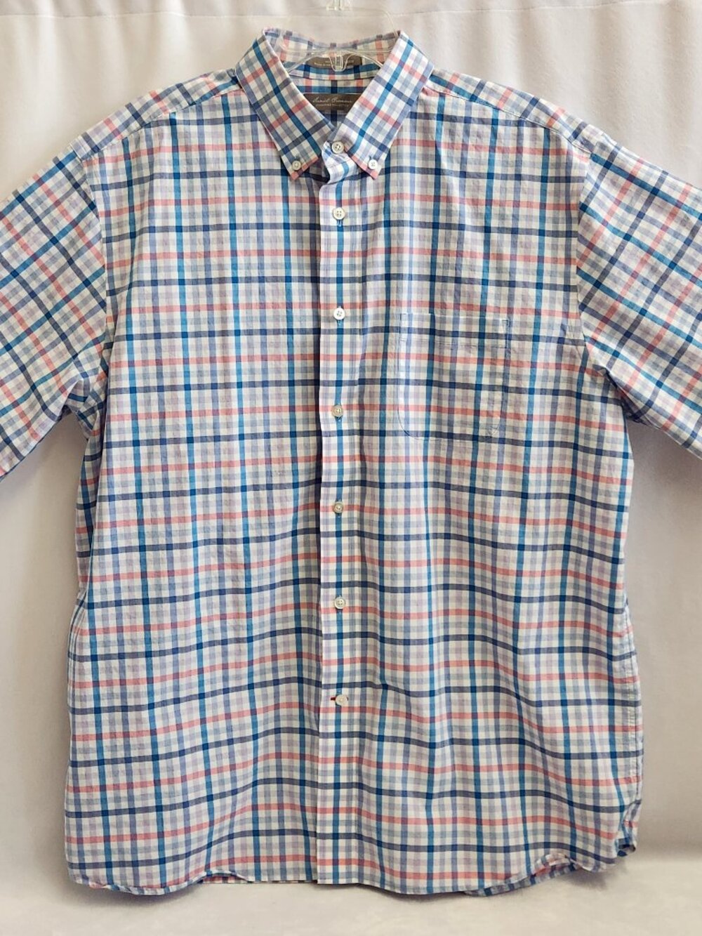 Daniel Cremieux Signature Mens XL Plaid Short Sleeve Button Shirt